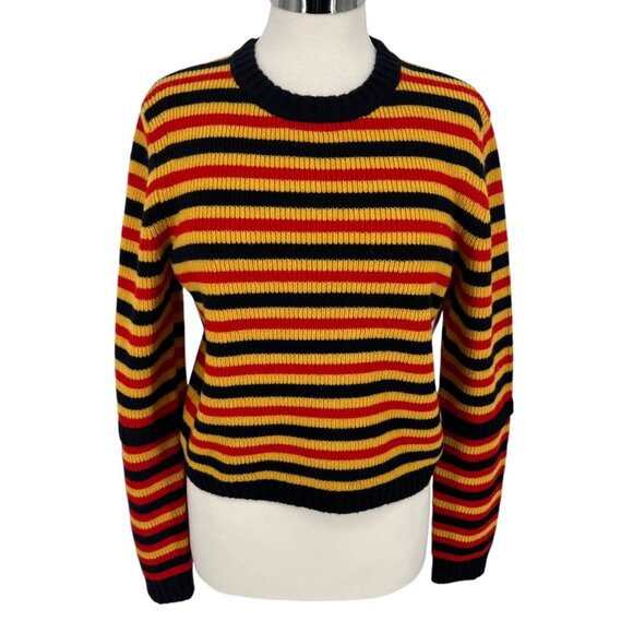Victoria Beckham Retro Stripe Wool Sweater Yellow Red Black Size Medium NWOT - Picture 1 of 11